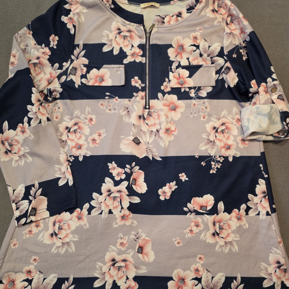 Floral Navy and Pink Women's Blouse